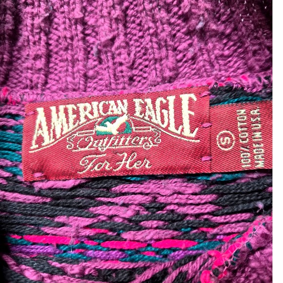 American Eagle Outfitters Women's Geometric Knit Sweater Purple Pink Teal Size S - Picture 3 of 7